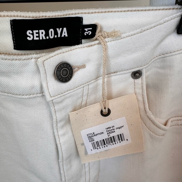 SER.O.YA Men’s Dakota Fitted Denim Jogger Pants Cream SZ 31” - Picture 7 of 11